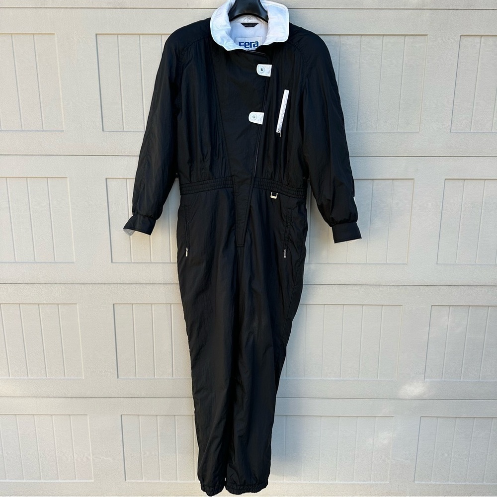 Vintage Fera Skiwear Snowsuit Ski Suit Winter Jumpsuit Black and White S…